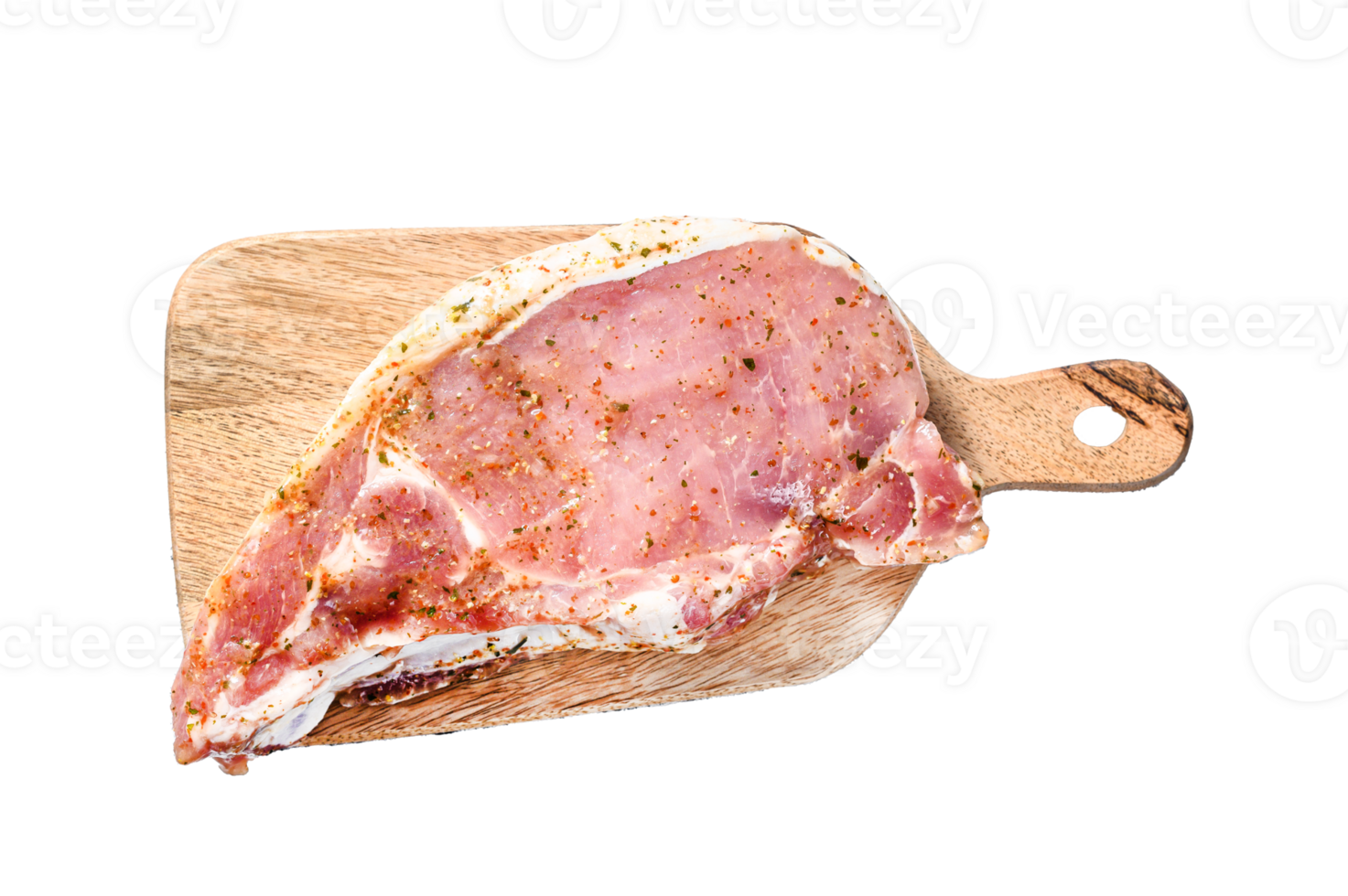 Marinated pork steak cutlet. Gray background. Top view png