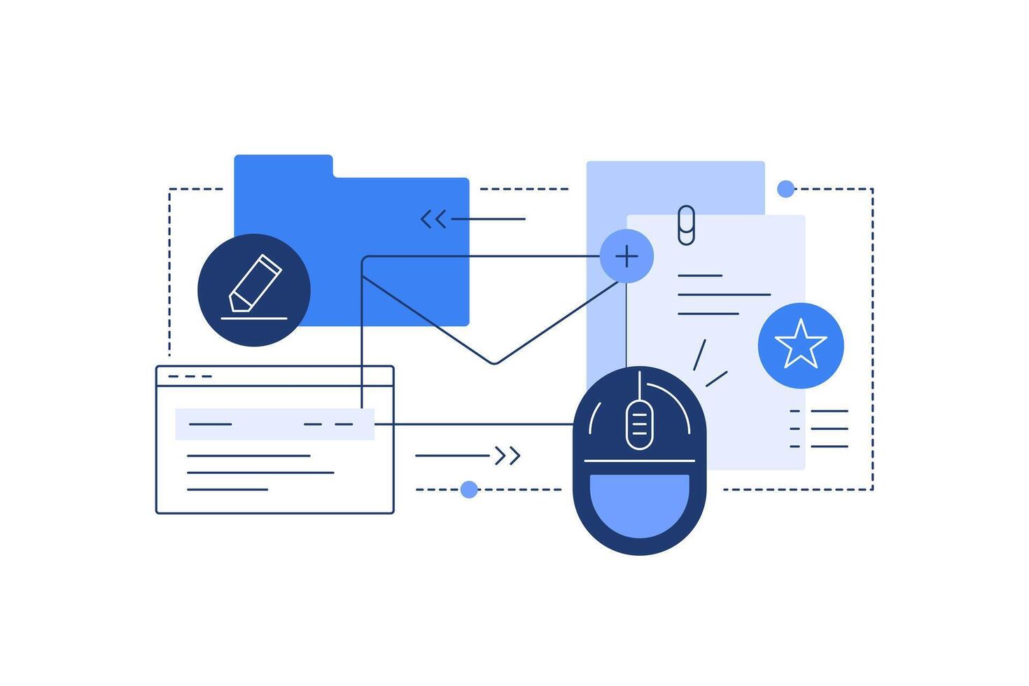 Email writing and files sending. Simple flat illustration vector