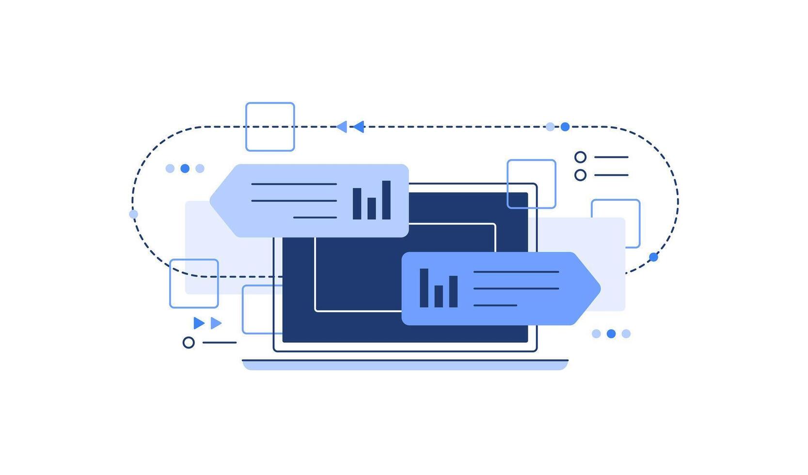 Development, computing, UX and high tech processes. Abtract infographic scheme vector