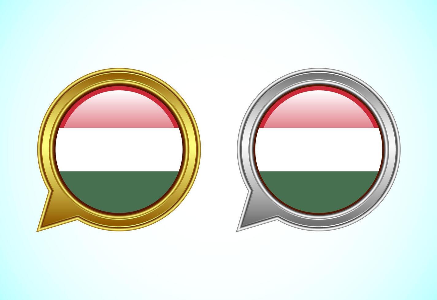 Hungary flag speech bubble. Speaking flag icon in gold and silver color vector