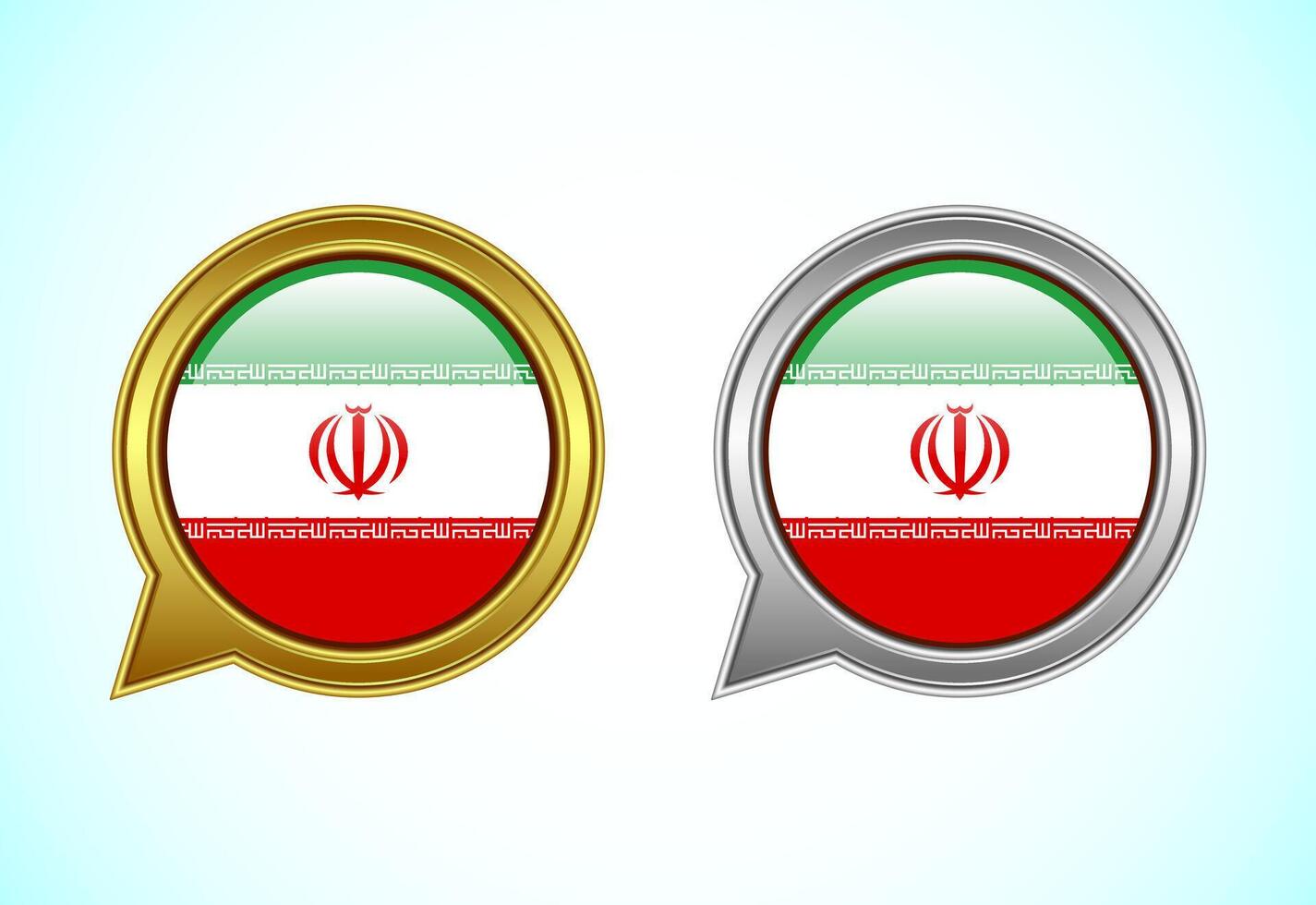 Iran flag speech bubble. Speaking flag icon in gold and silver color vector