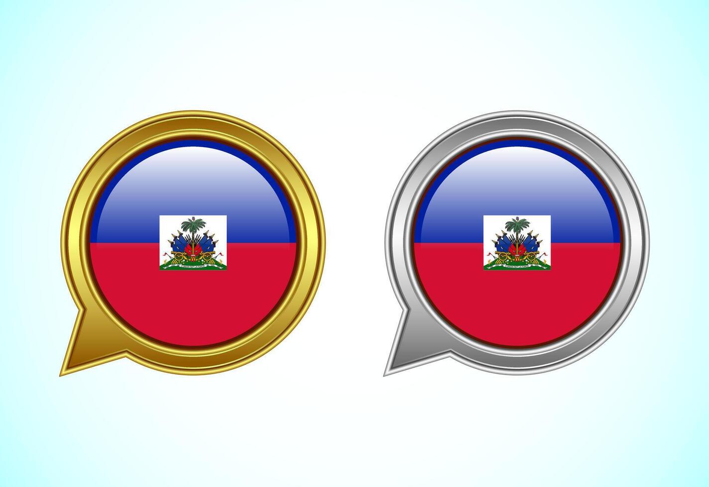 Haiti flag speech bubble. Speaking flag icon in gold and silver color vector