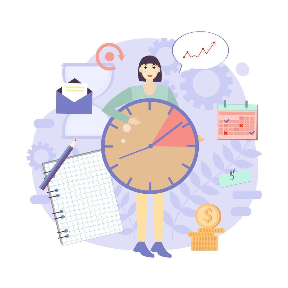 Planning tasks, activities, schedules, working time. Characters people at work. vector