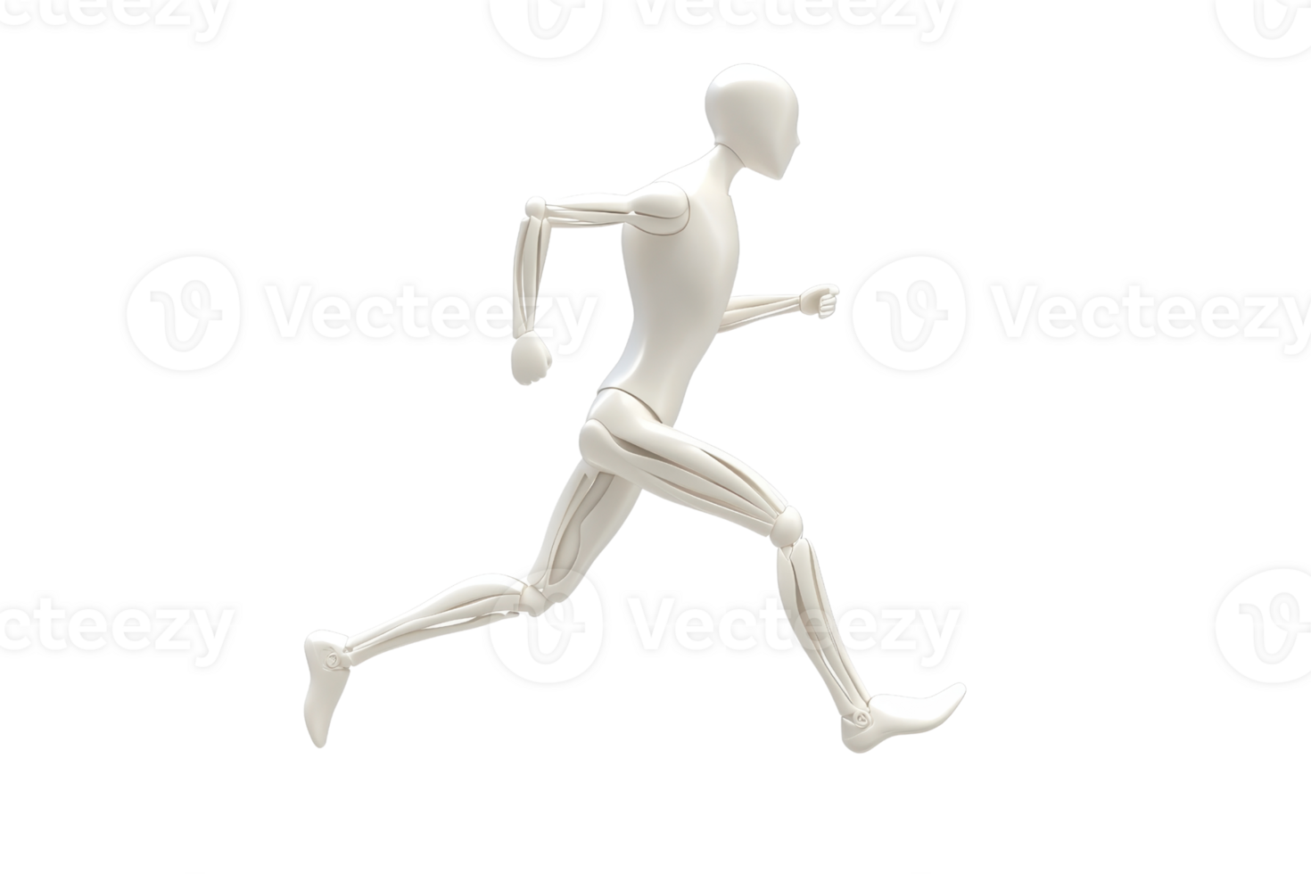 A dynamic running mannequin in a forward motion, showcasing athletic posture and human-like form. png