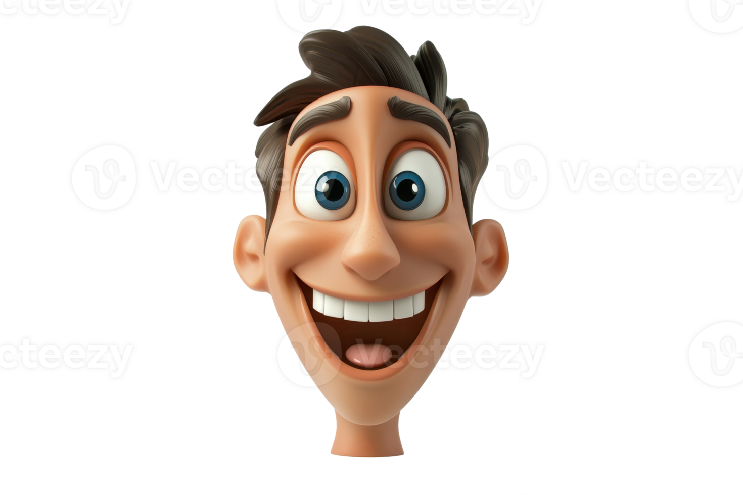 A cheerful cartoon character with large eyes and a wide smile, showcasing a lively and friendly demeanor. png