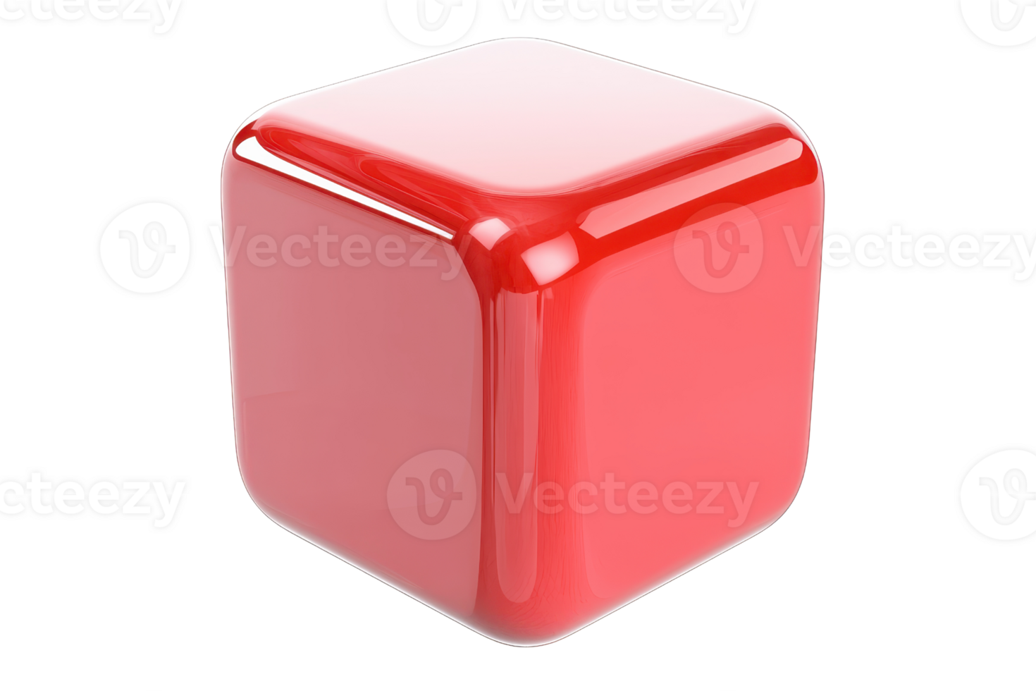 A shiny red cube with smooth edges and a glossy surface, showcasing its geometric shape. png