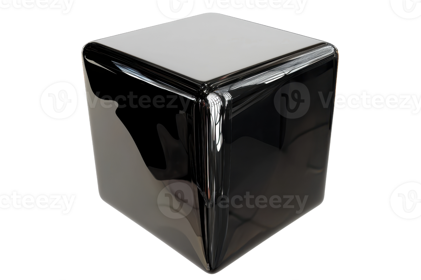 A glossy, geometric cube with a sleek, reflective surface that showcases modern design aesthetics. png