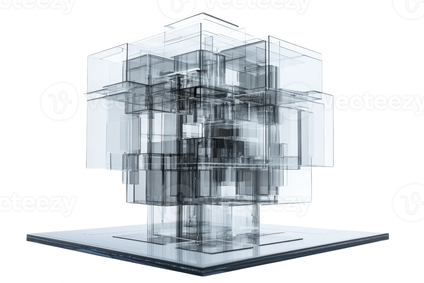 une complexe, abstrait structure composé de emboîtement géométrique formes, mettant en valeur complexe détails et couches. png