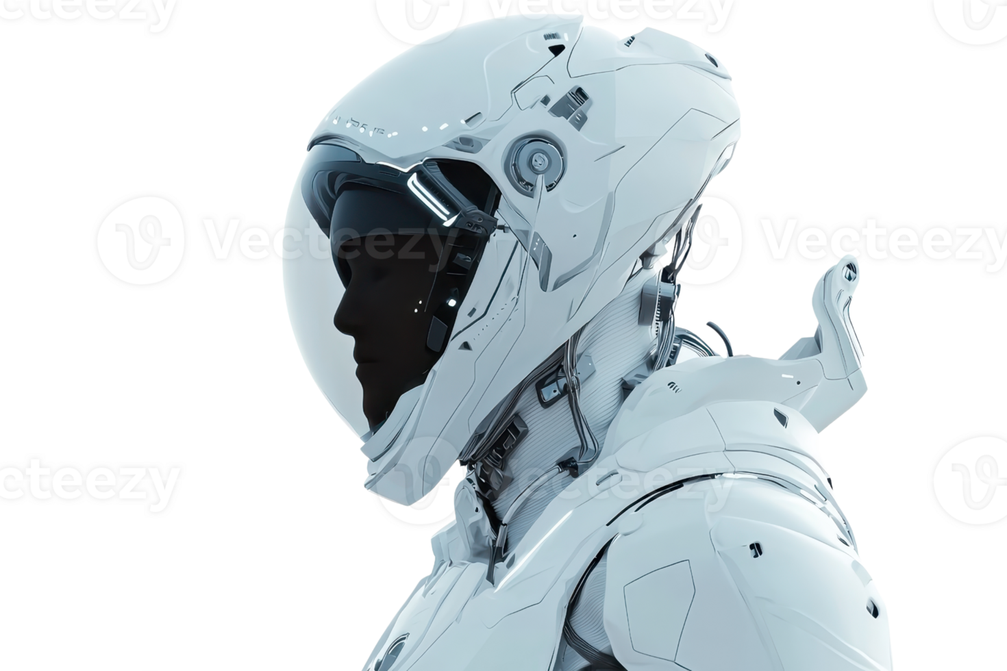 A futuristic astronaut helmet showcasing advanced technology and a sleek design. png