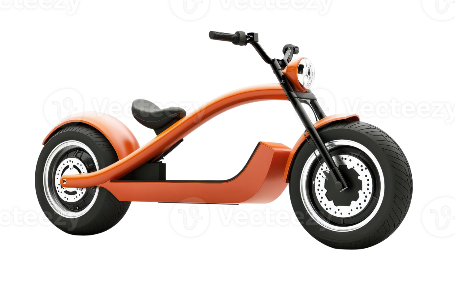 A stylish, modern electric motorcycle featuring a distinctive orange frame and oversized tires, designed for a unique riding experience. png