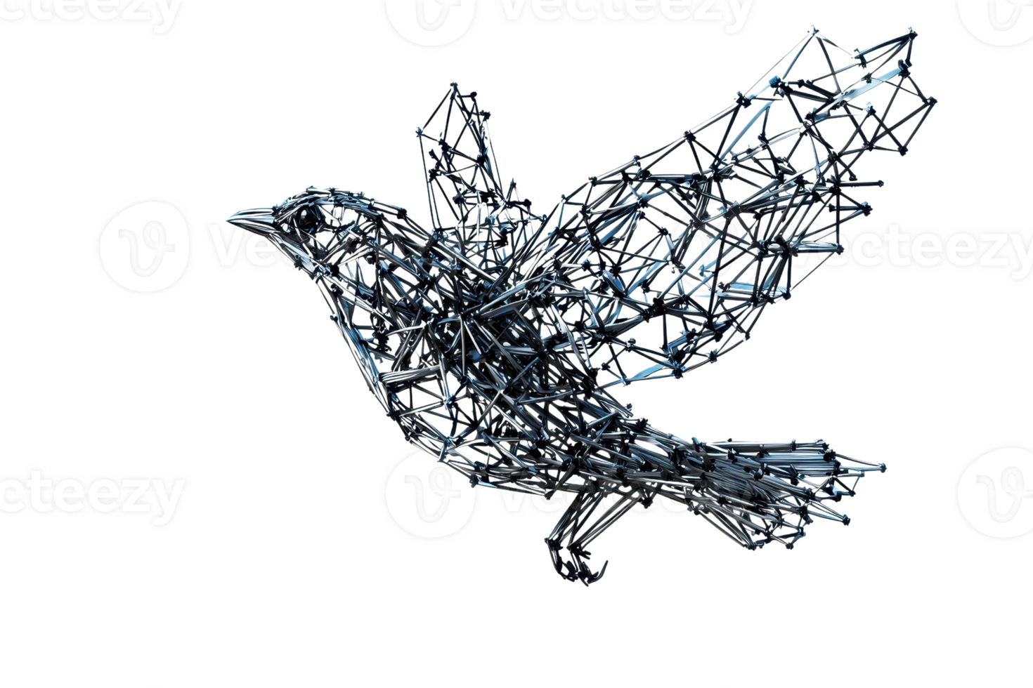 A stylized bird constructed from geometric lines and shapes, conveying a sense of movement and creativity. png