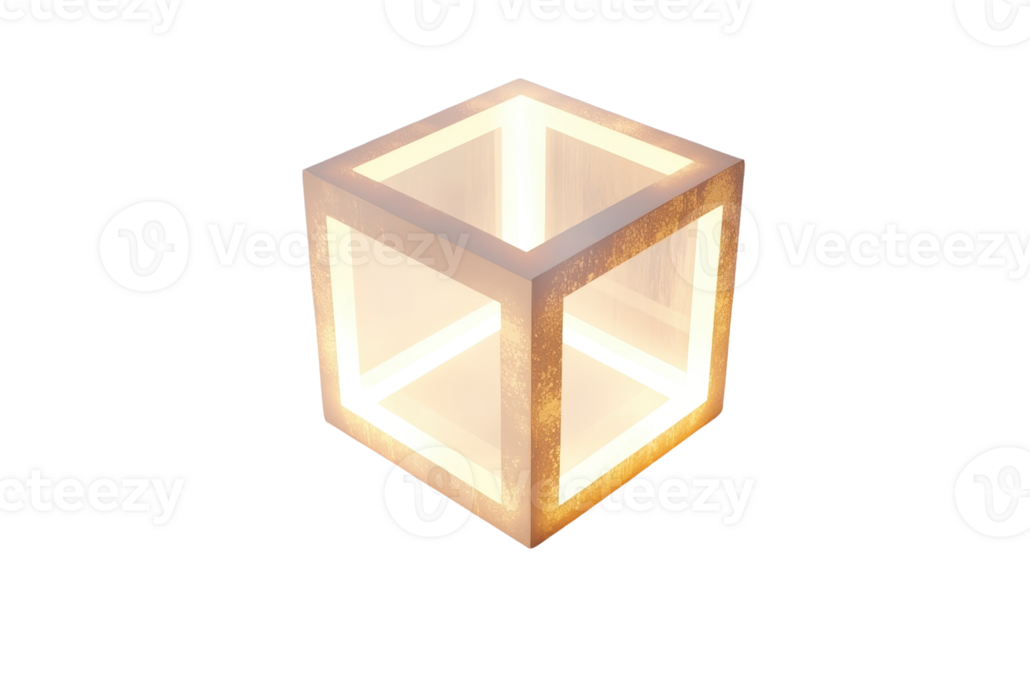 A luminous cube with illuminated edges, showcasing a geometric design that highlights its unique structure. png