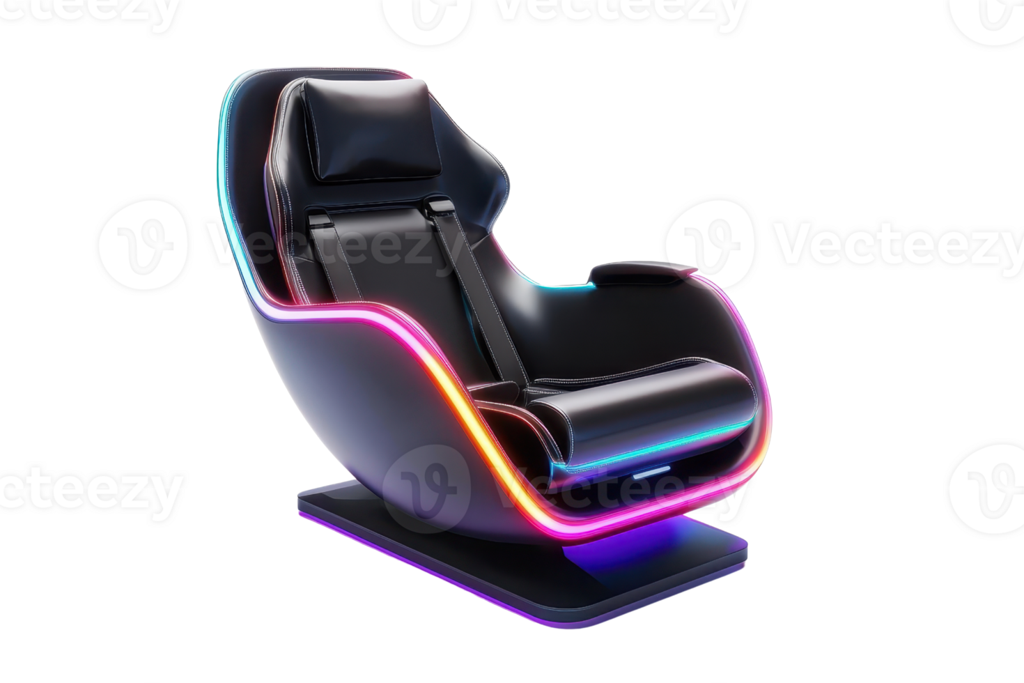 A modern gaming chair featuring sleek design and vibrant LED lighting. png