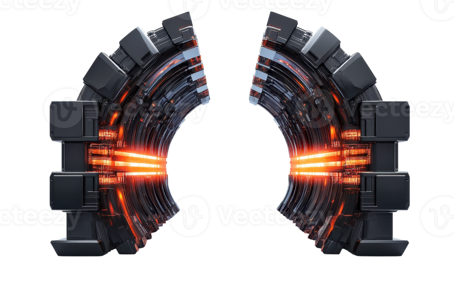 A futuristic portal with glowing orange lights and a metallic design, creating an impression of advanced technology. png
