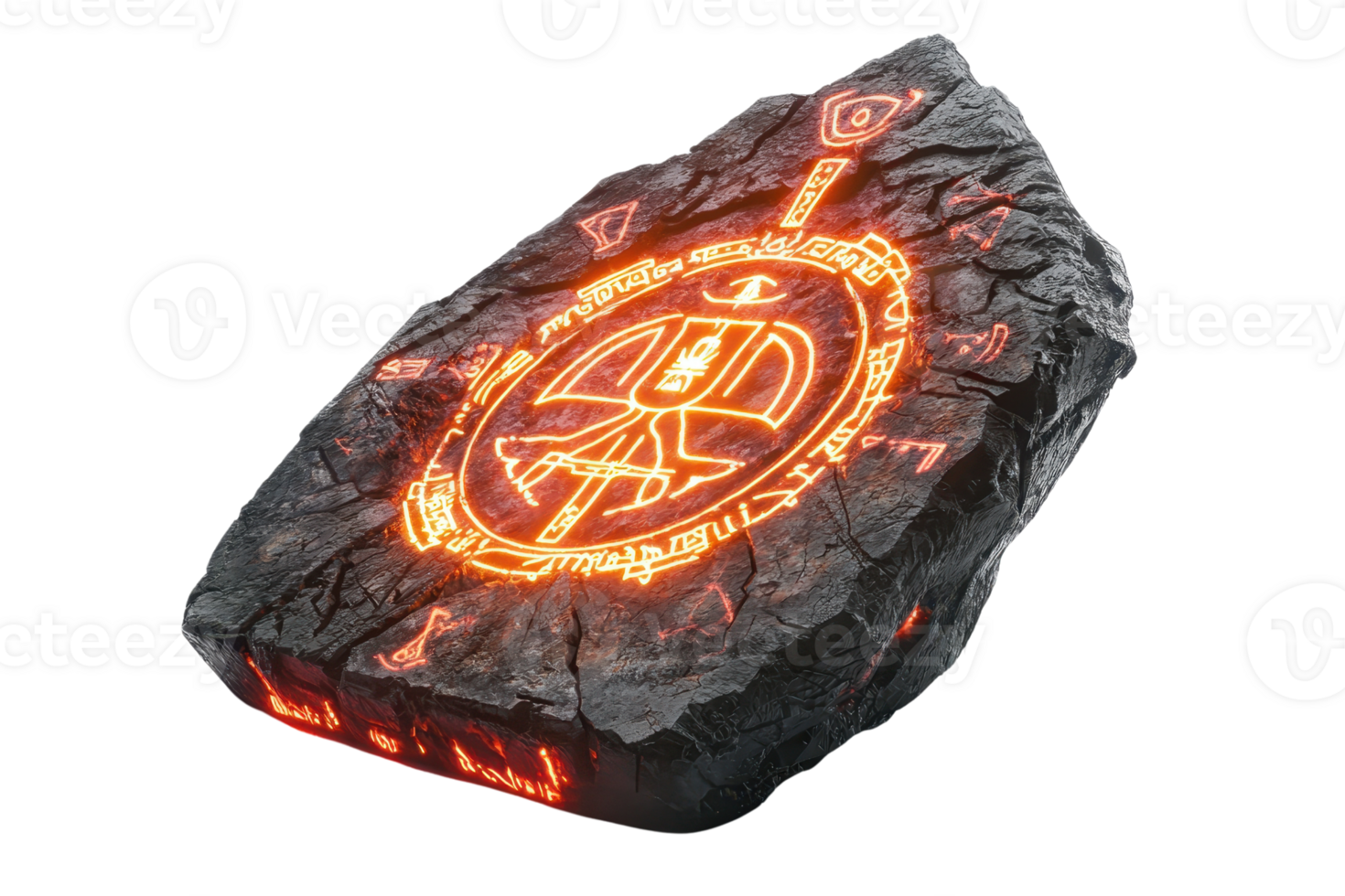 A mystical stone tablet featuring glowing engravings and symbols, showcasing intricate designs and vibrant colors. png