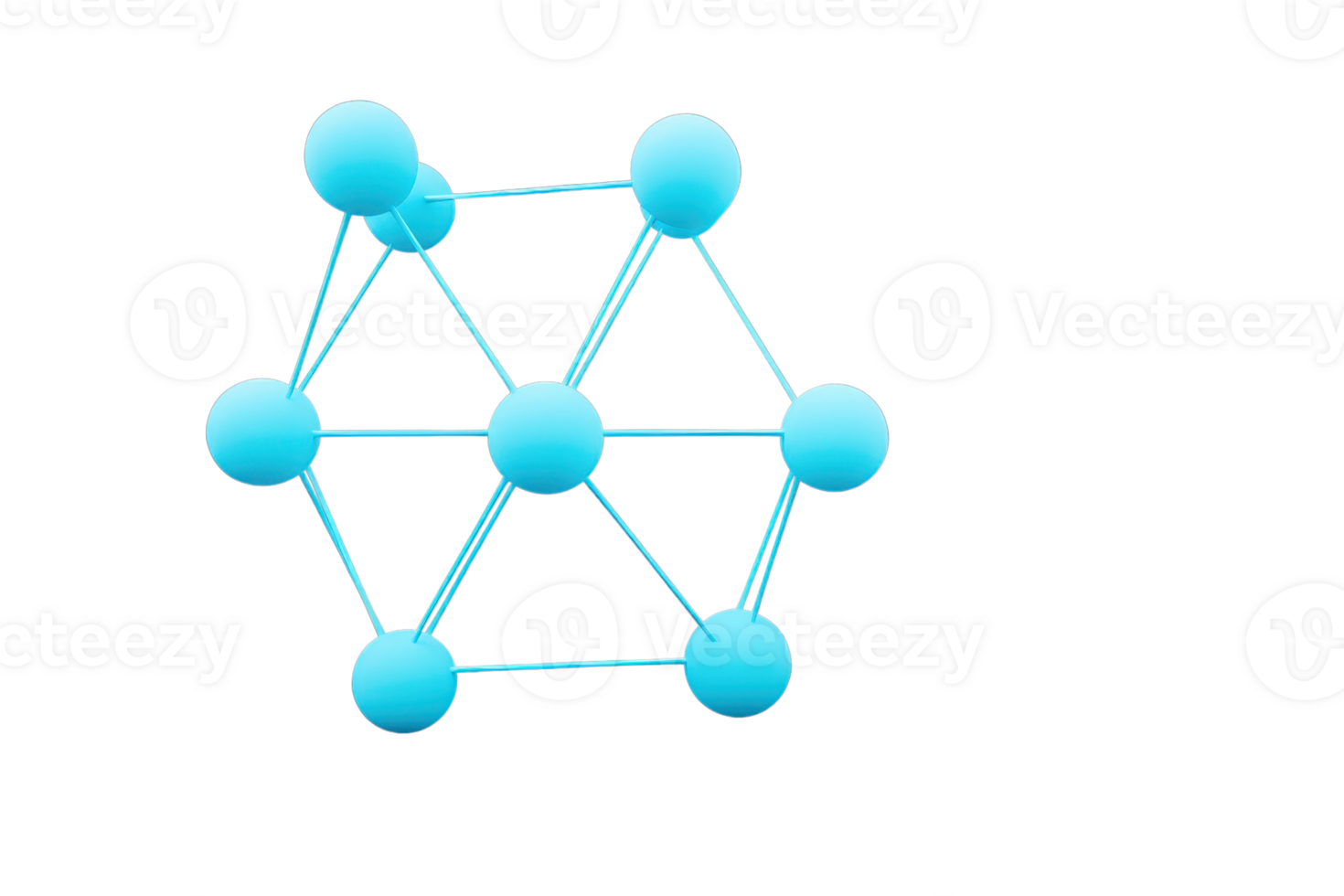A three-dimensional structure featuring interconnected spheres, arranged in a geometric pattern. png