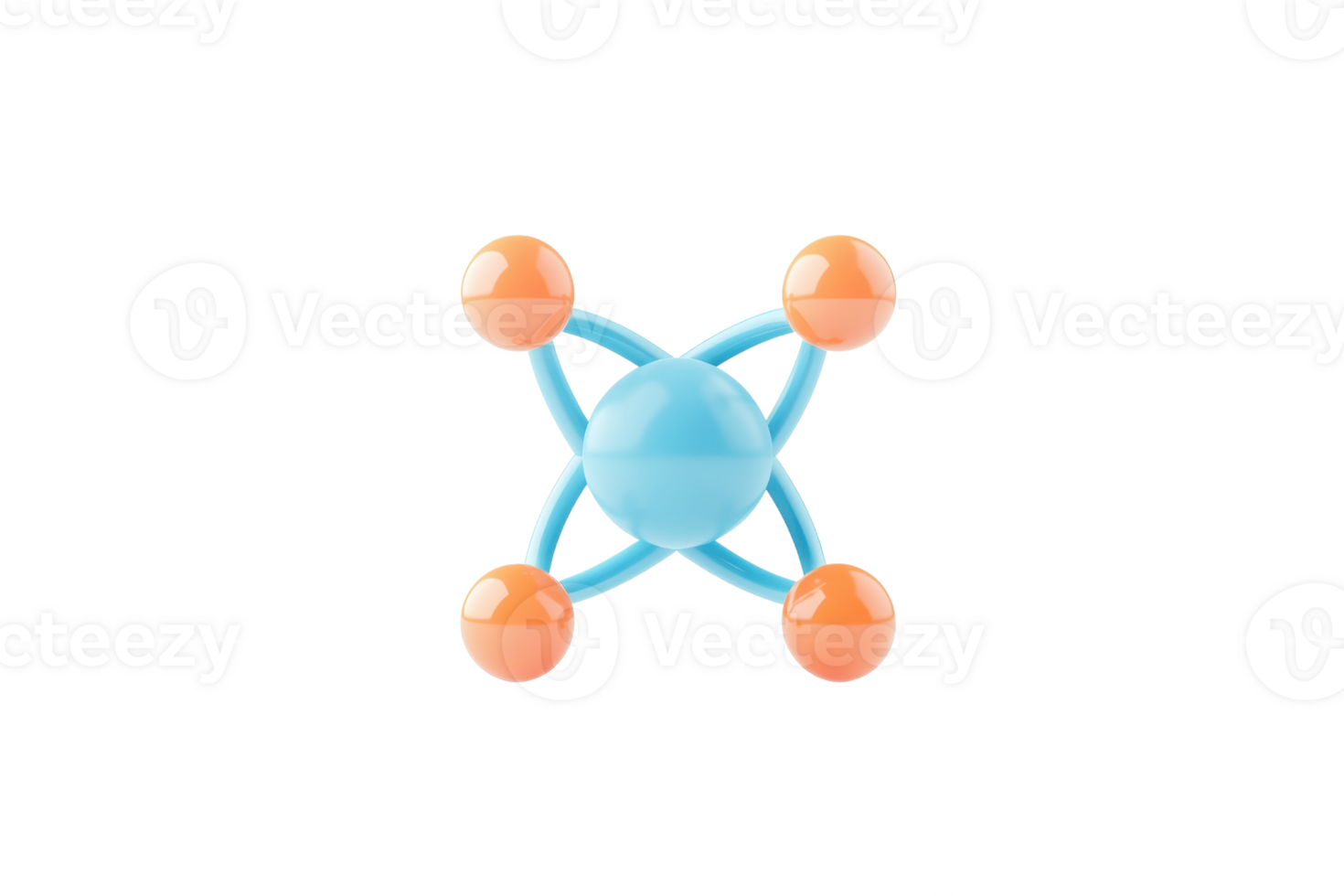 A molecular structure with a central atom and four surrounding atoms, depicting a chemical bond formation. png