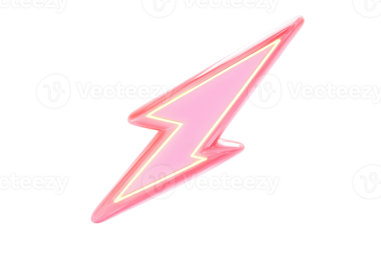 A vibrant pink lightning bolt shape with a glowing outline. png