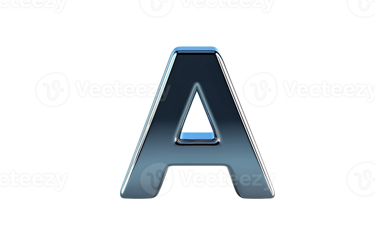 A glossy, three-dimensional letter A with a metallic finish. png