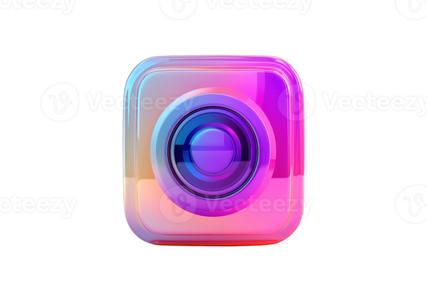 A colorful, modern camera icon featuring a circular lens at the center, symbolizing photography and digital media. png