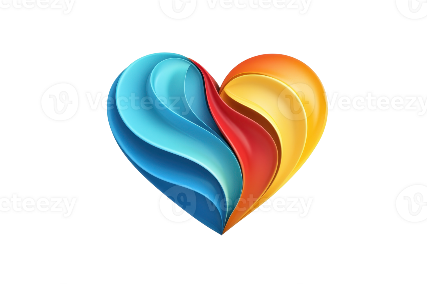 A stylized heart shape with smooth curves, blending blue, red, and orange colors in a harmonious design. png