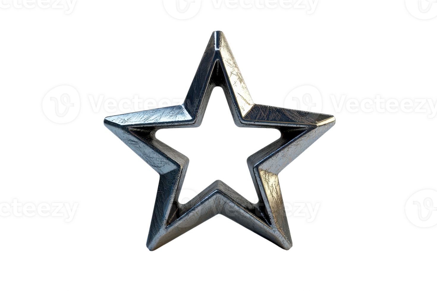 A metallic star-shaped cookie cutter with a distinct design and sharp edges. png