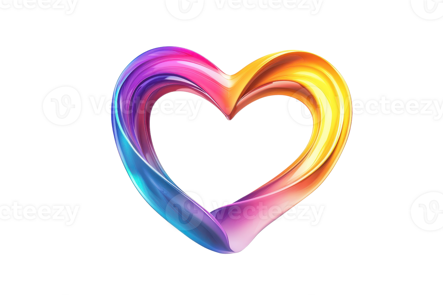 A vibrant, swirling heart shape featuring a gradient of colors, symbolizing love and emotion. png