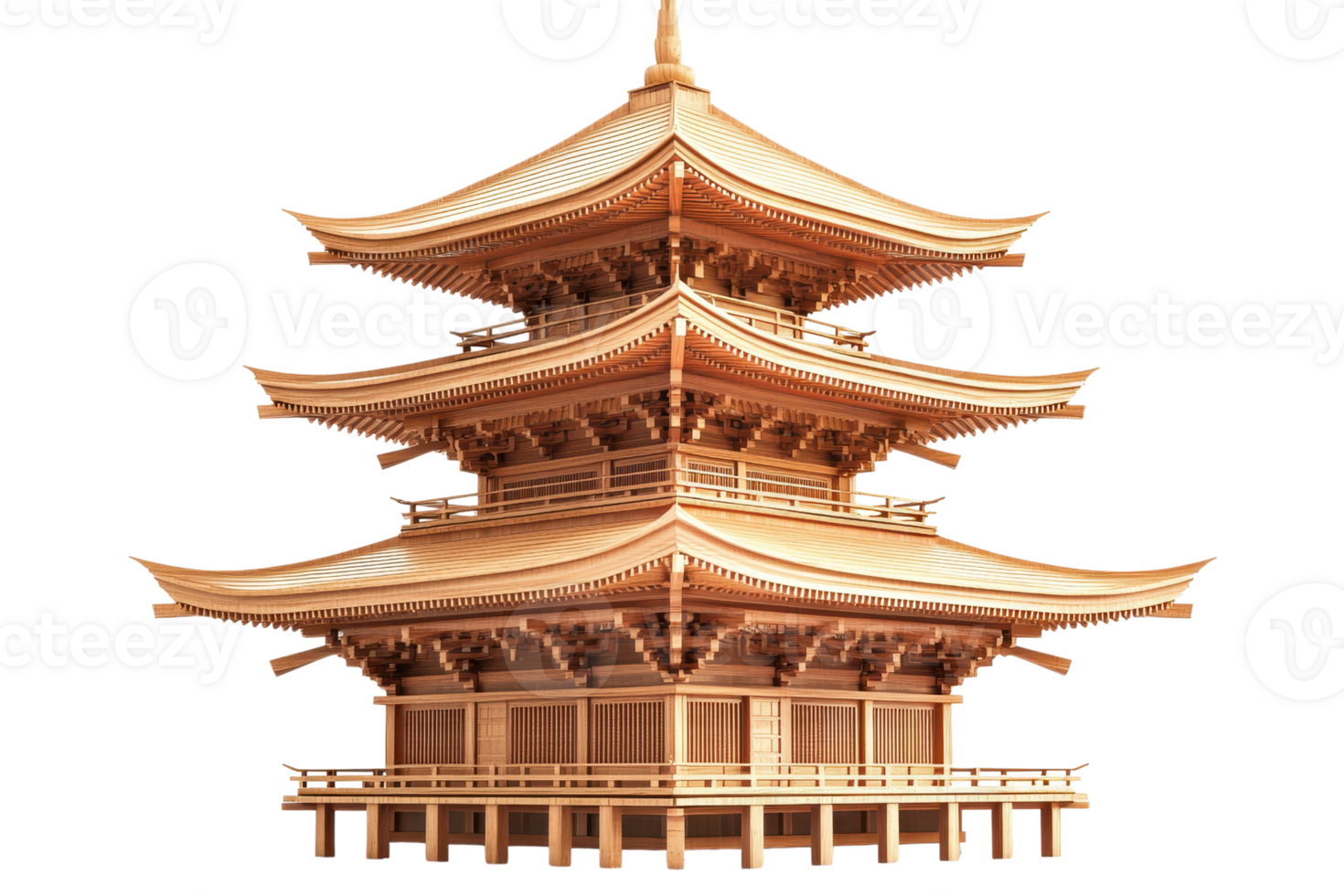 A stunning traditional wooden pagoda featuring intricate architecture and layered roofs. png