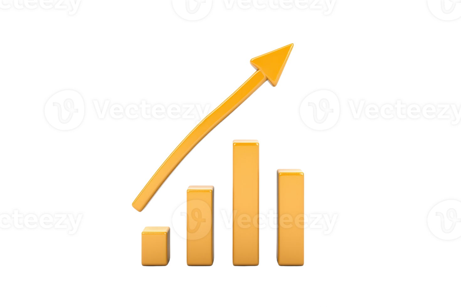 A stylized graph with ascending bars and an upward arrow, symbolizing growth and positive trends. png