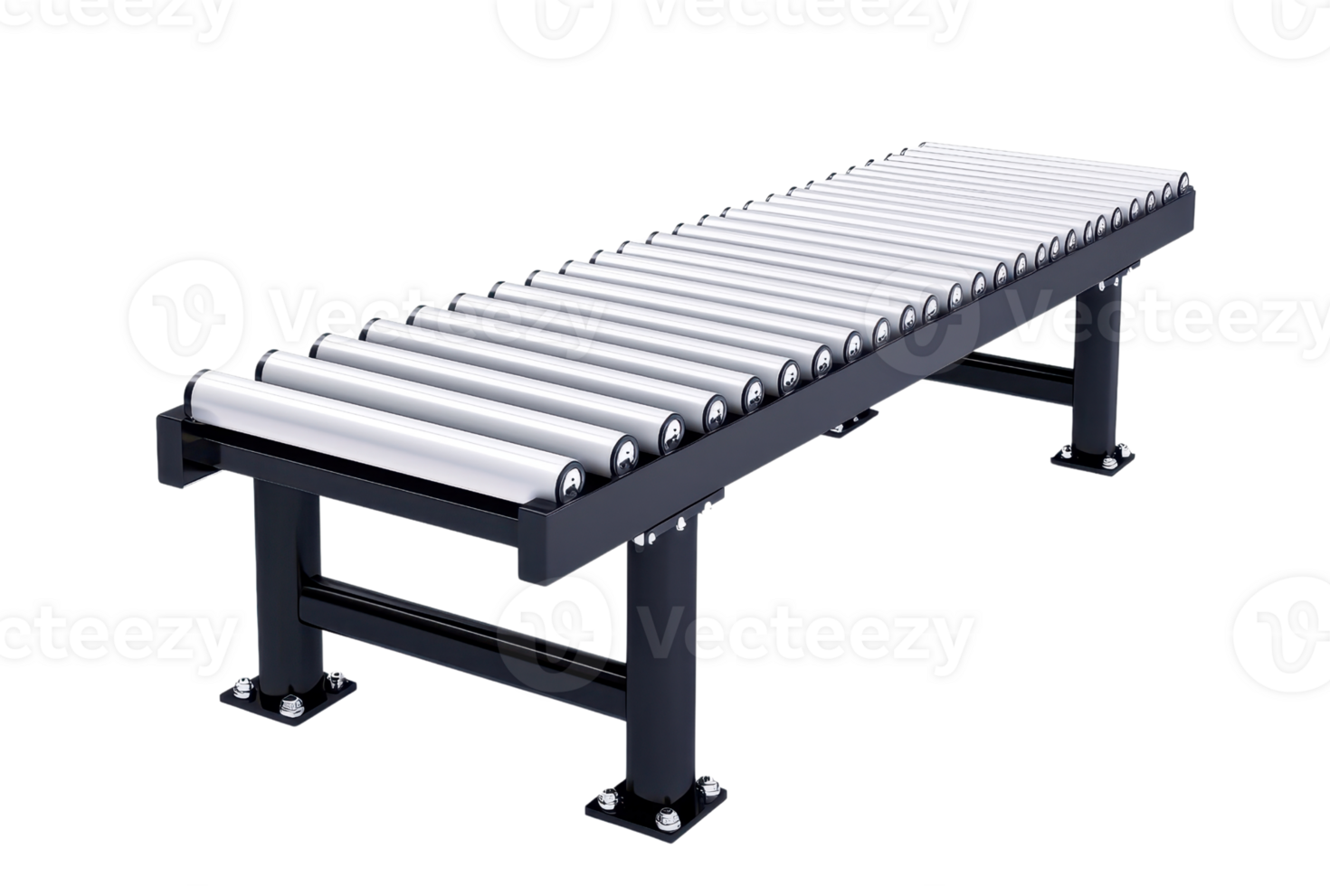 A conveyor roller bed designed for efficient movement of materials within industrial or warehouse settings. png