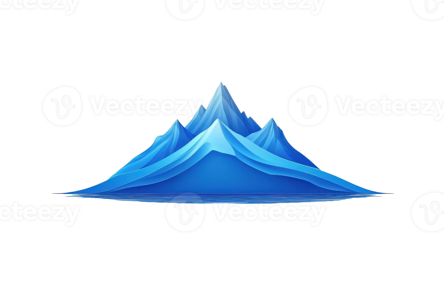 A stylized blue mountain with sharp peaks and smooth curves, representing a serene and majestic landscape. png