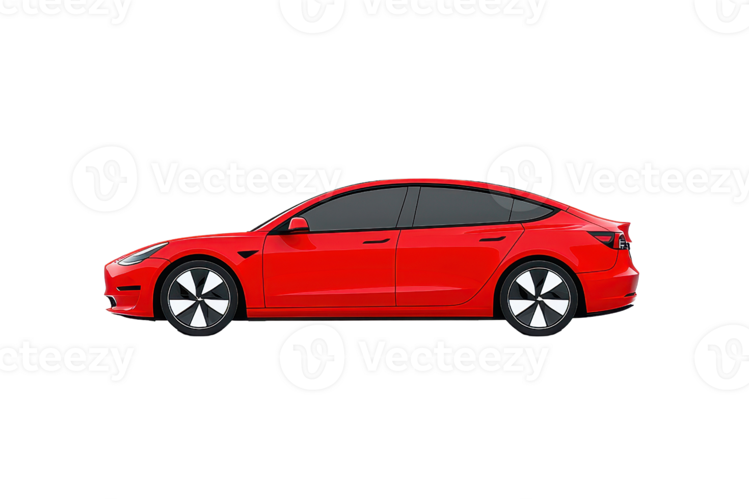 A sleek red car featuring a modern design with smooth lines and stylish wheels. png