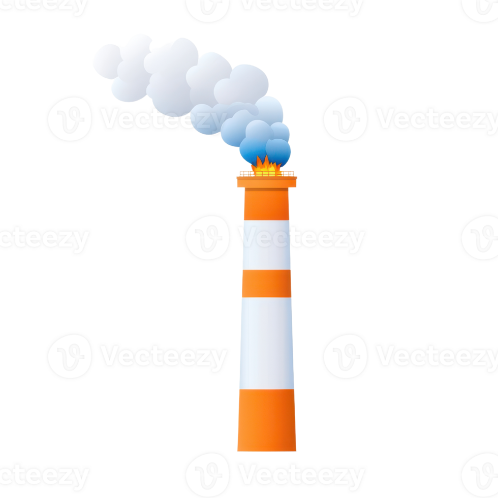 A colorful industrial smokestack emits white and blue smoke, signifying energy production or pollution. png