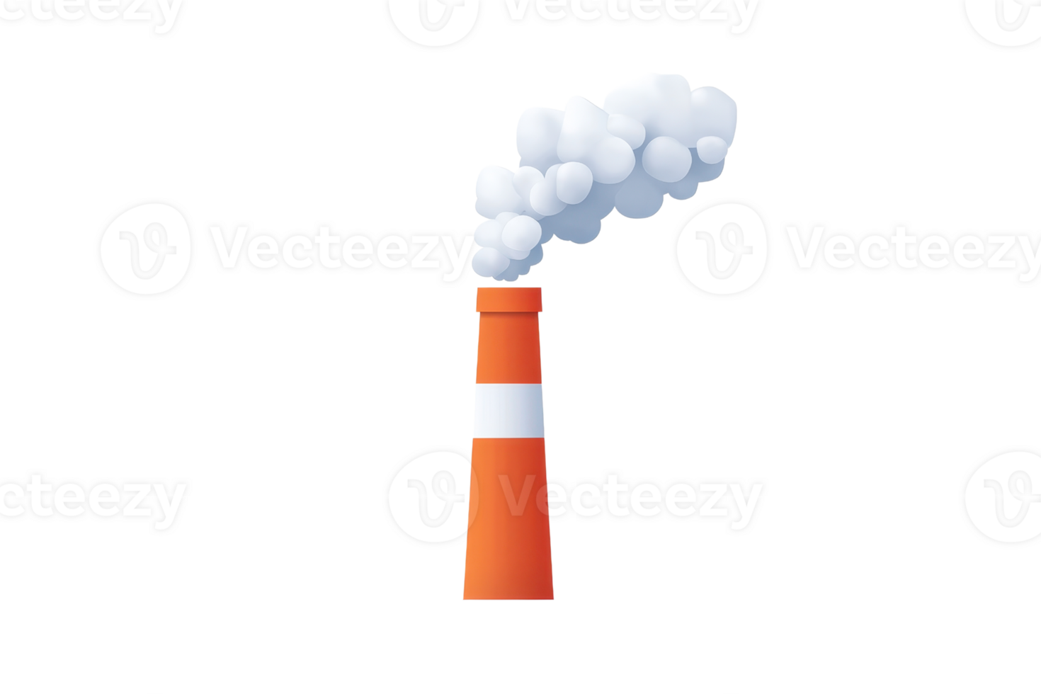 An orange smokestack emits white clouds, symbolizing industrial activity and pollution. png