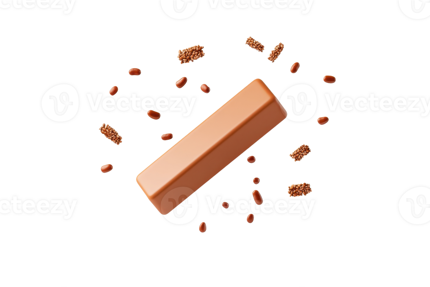 A rectangular bar surrounded by floating particles, showcasing a smooth surface and an appealing color. png