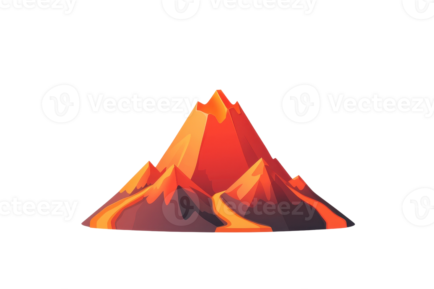 A vibrant, stylized mountain with sharp peaks and flowing lines, showcasing a gradient of warm colors. png