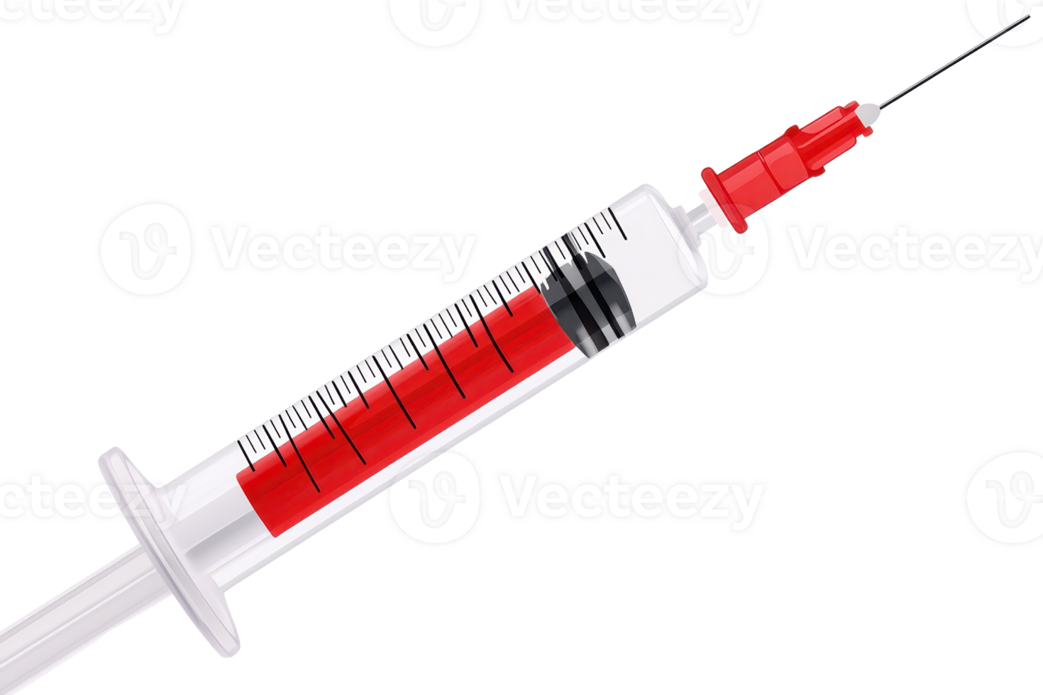 A syringe filled with red liquid against a transparent background, symbolizing medical procedures or blood-related themes. png