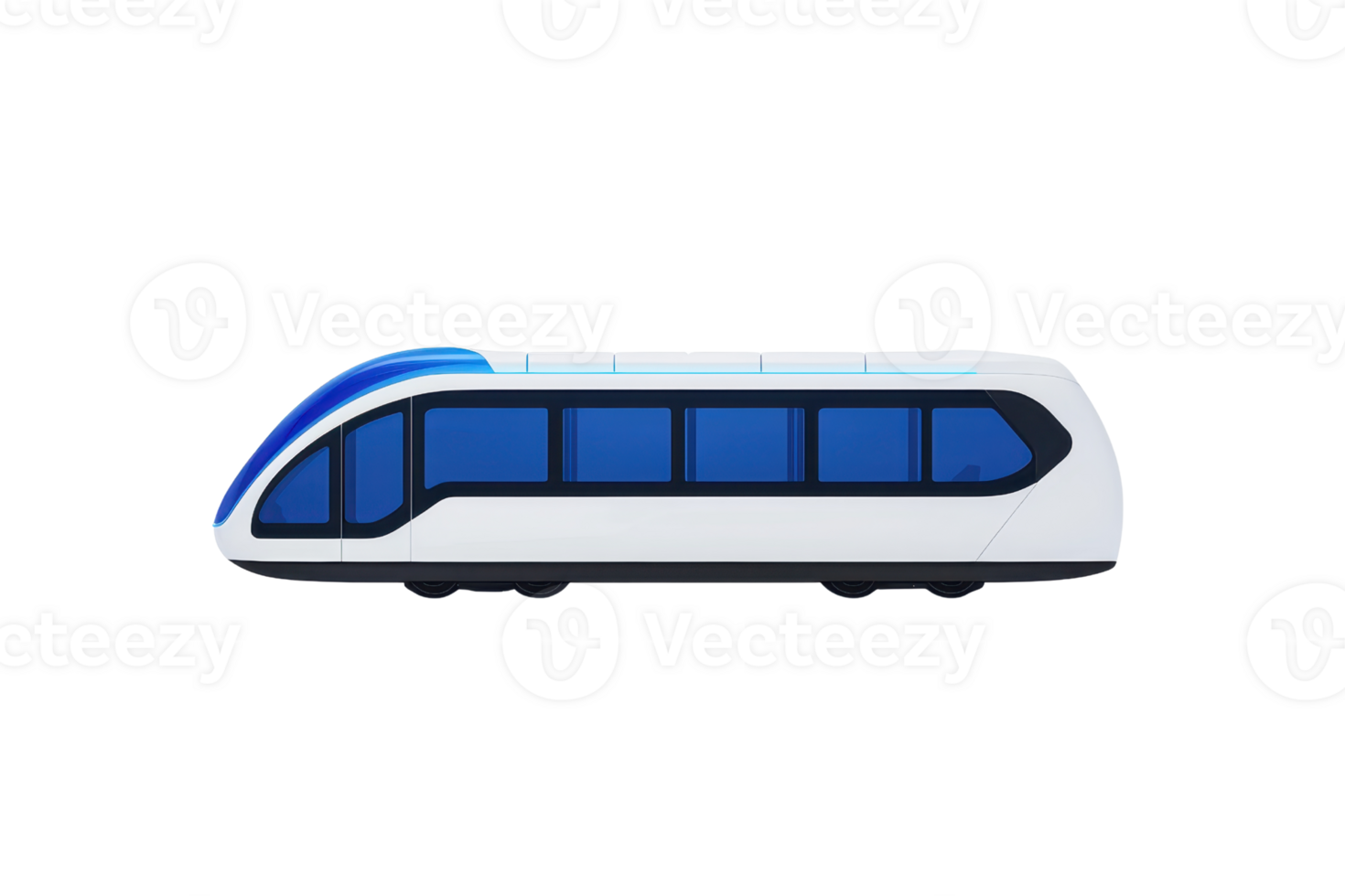 A sleek, modern train design featuring a streamlined shape and blue accents. png