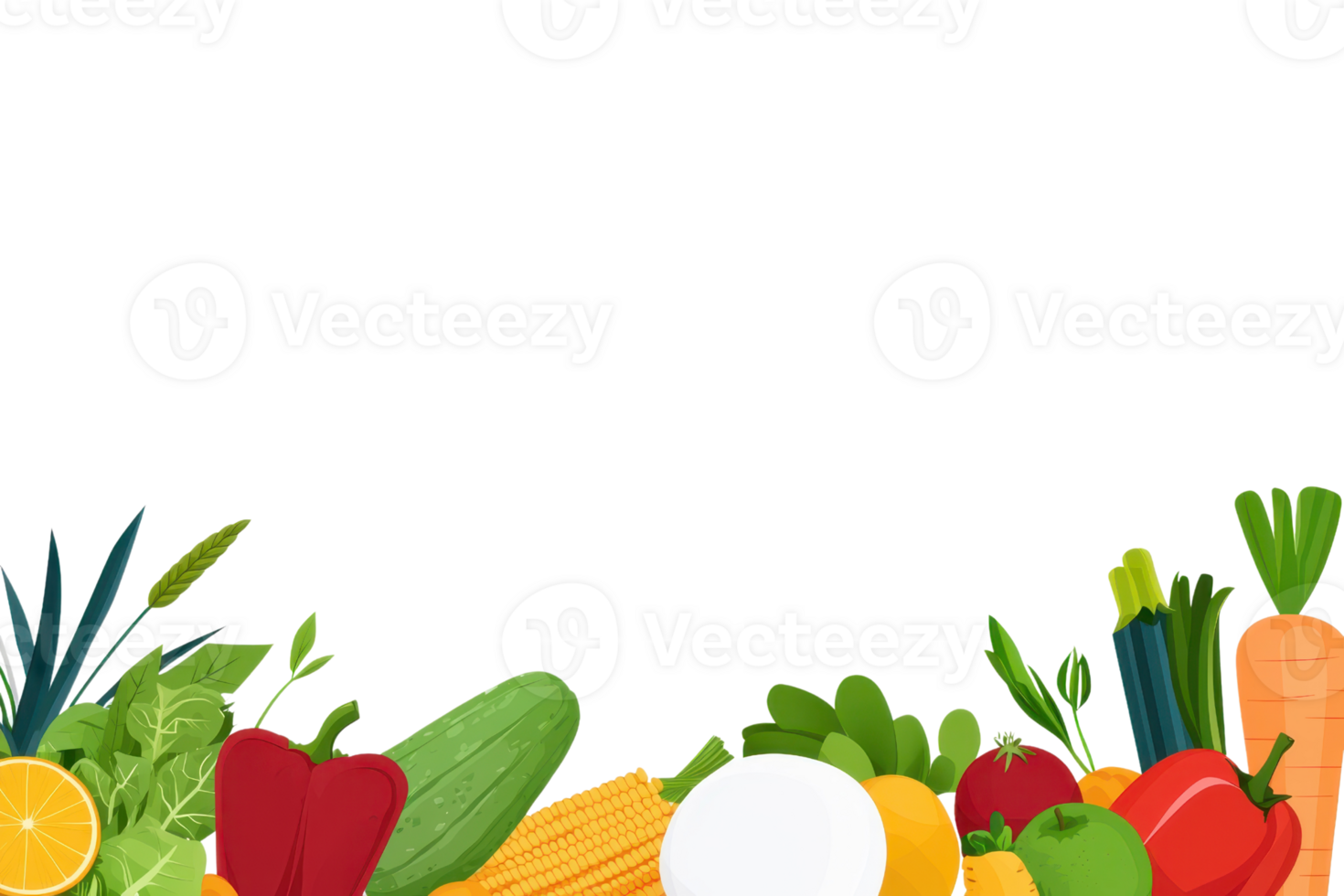 A vibrant assortment of fresh vegetables and fruits arranged artistically, showcasing a variety of colors and shapes. png