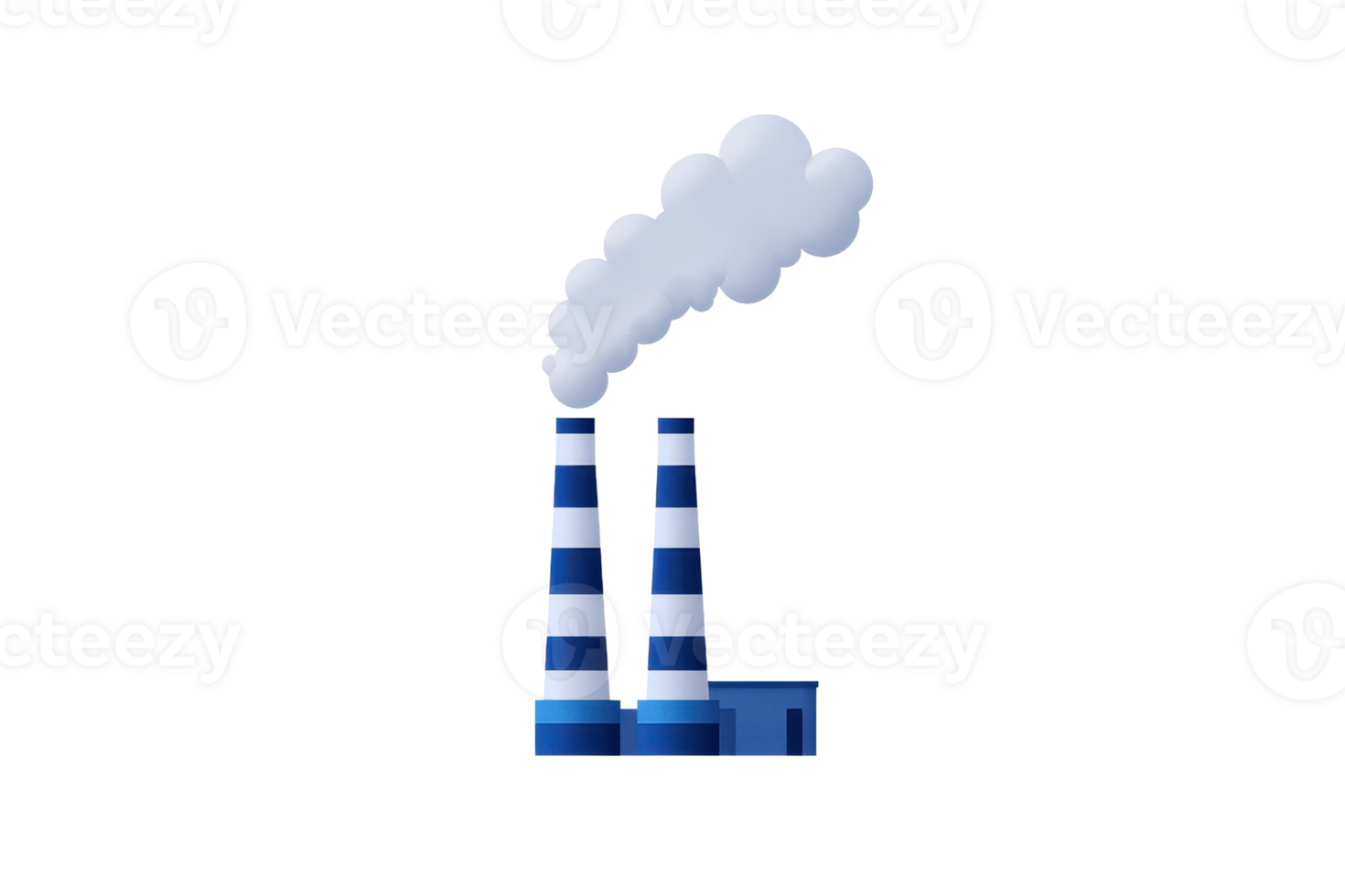 A pair of blue and white striped smokestacks emitting fluffy white smoke. png