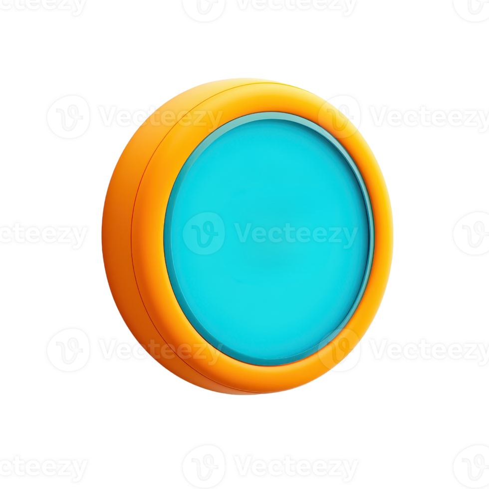 A circular object featuring a bright turquoise surface encircled by an orange rim. png