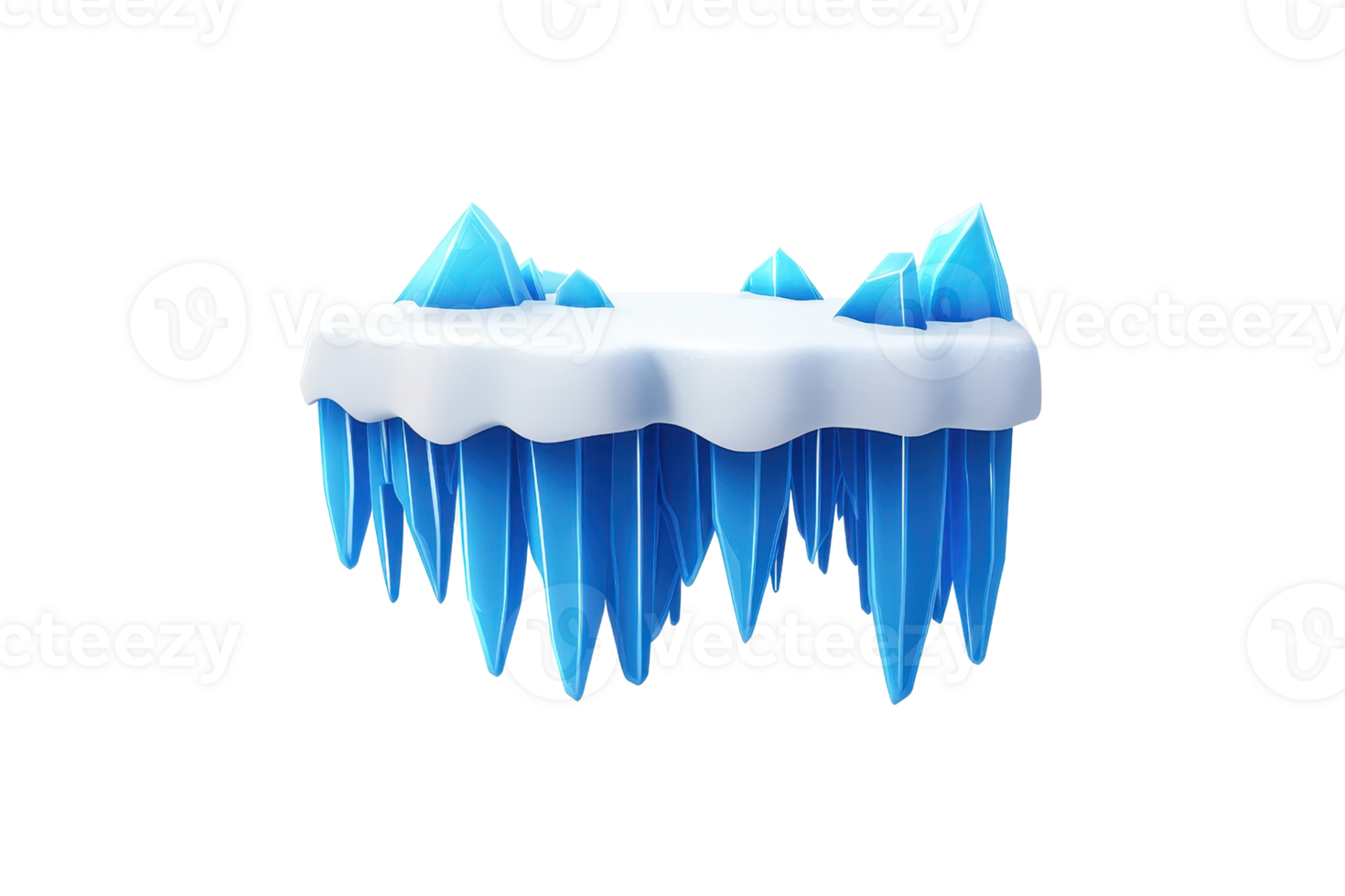 A stylized ice formation with sharp blue peaks and a smooth white cap, resembling a floating glacier. png