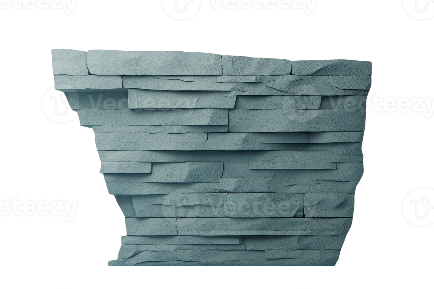 A stack of textured, layered stone blocks arranged in a modern style, showcasing a cool color palette and geometric design. png