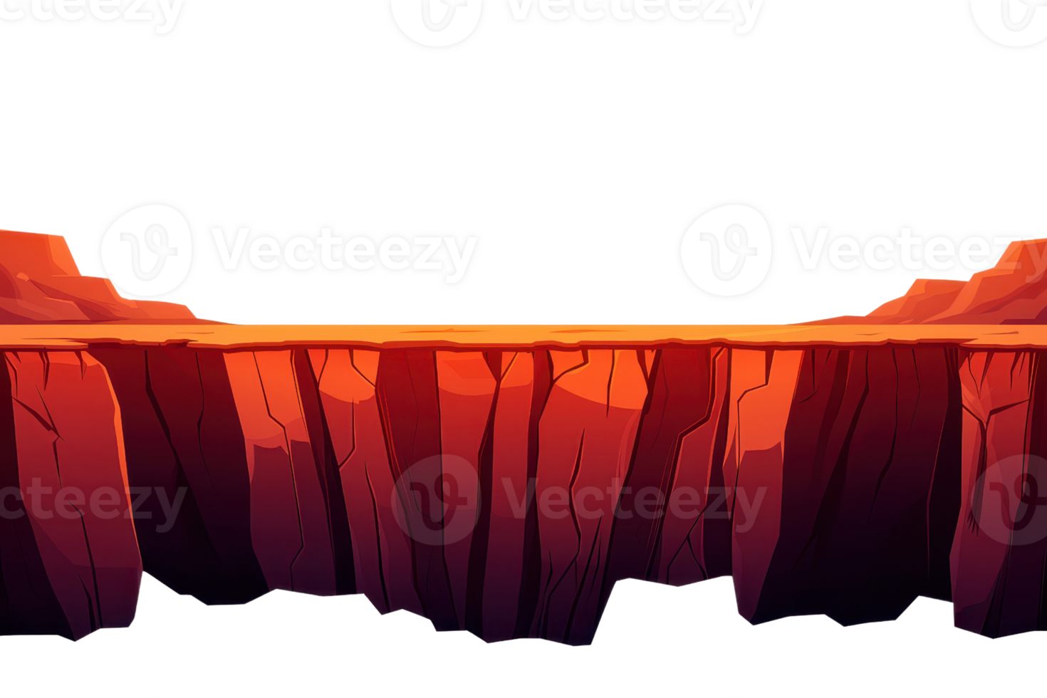 A vibrant, layered canyon edge with rugged cliffs showcasing rich orange and red tones. png