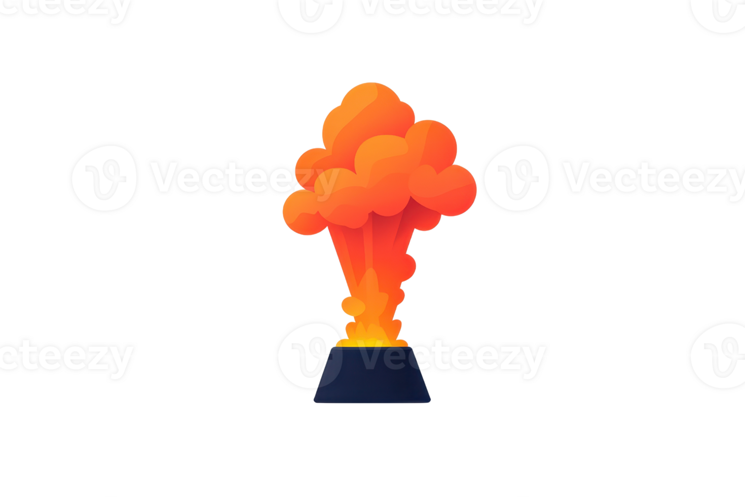 A vibrant explosion with billowing orange clouds emanating from a dark, triangular base. png