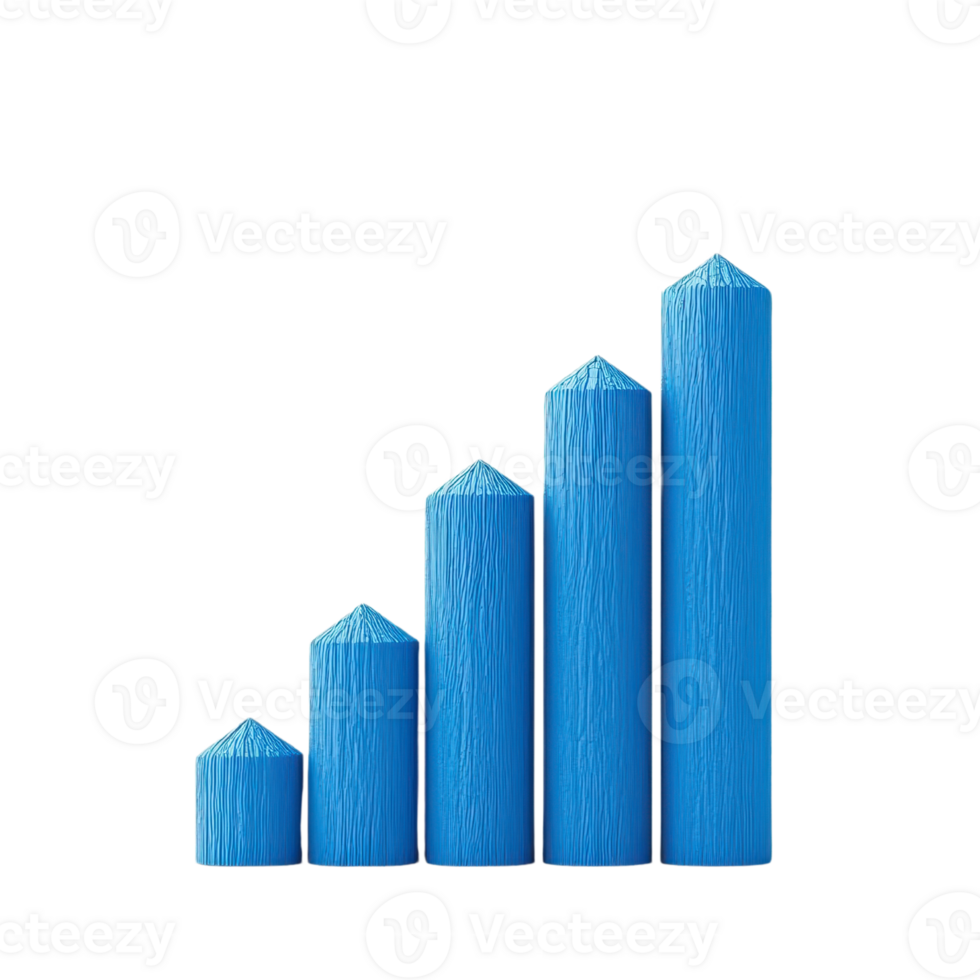 A series of ascending blue pillars, each taller than the last, symbolizing growth or progress. png
