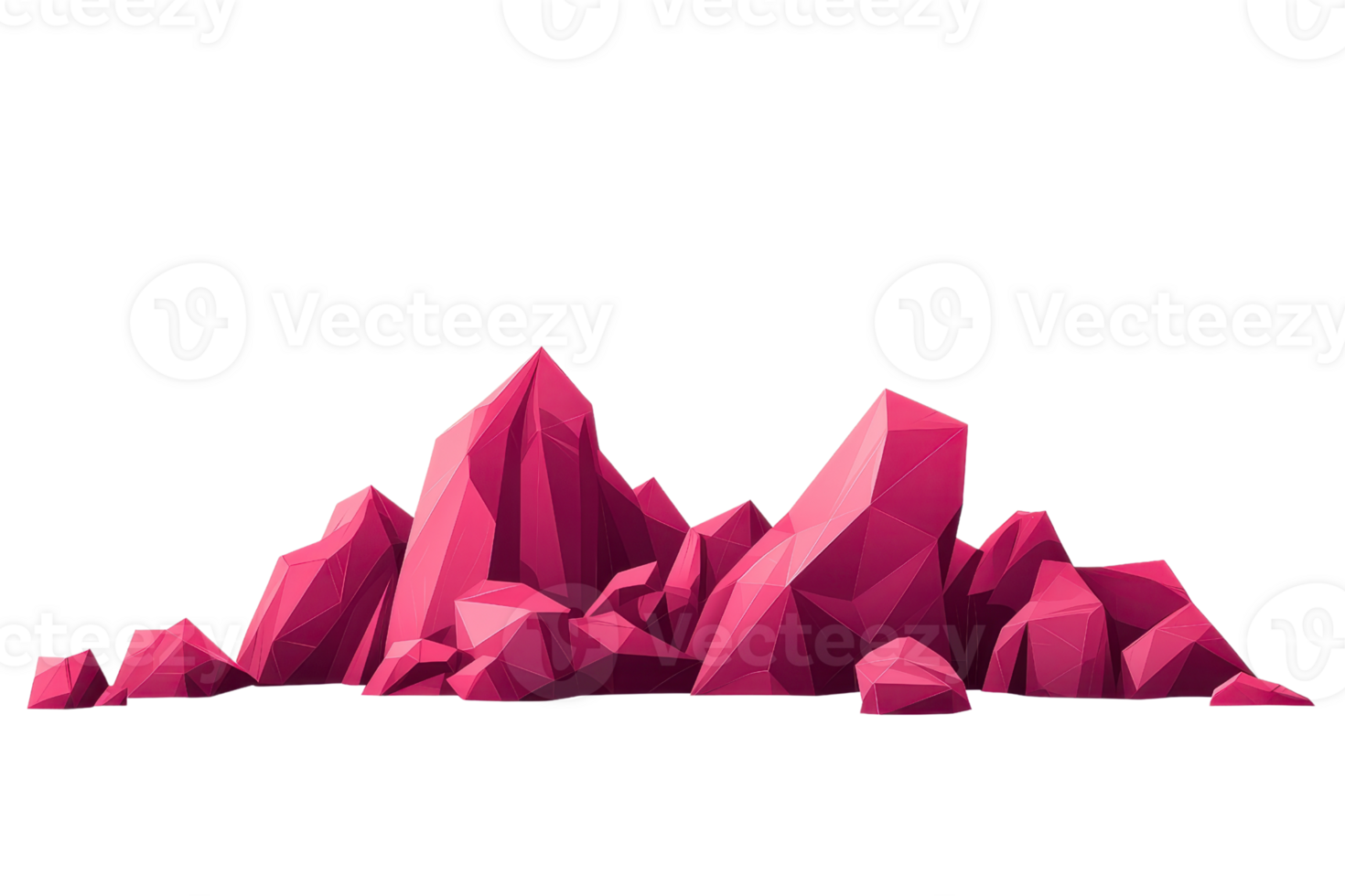 A cluster of jagged, pink geometric rocks arranged in a natural formation, showcasing sharp angles and vibrant color. png