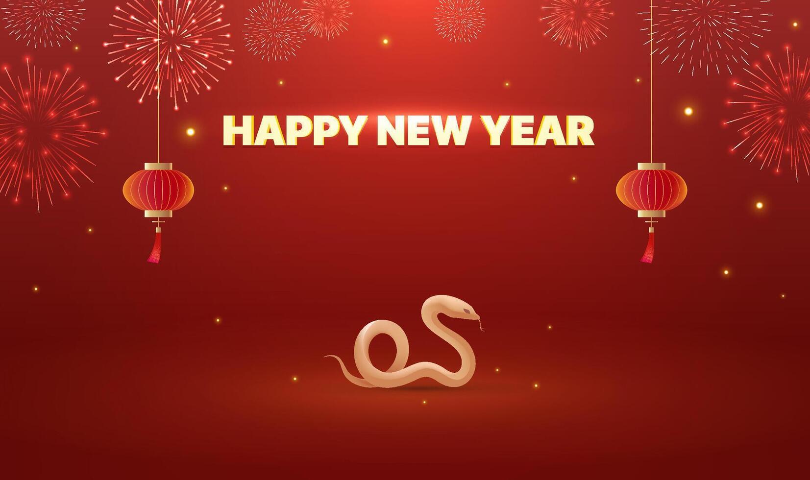 Spring Festival background design to celebrate the Year of the Snake fireworks and lanterns vector