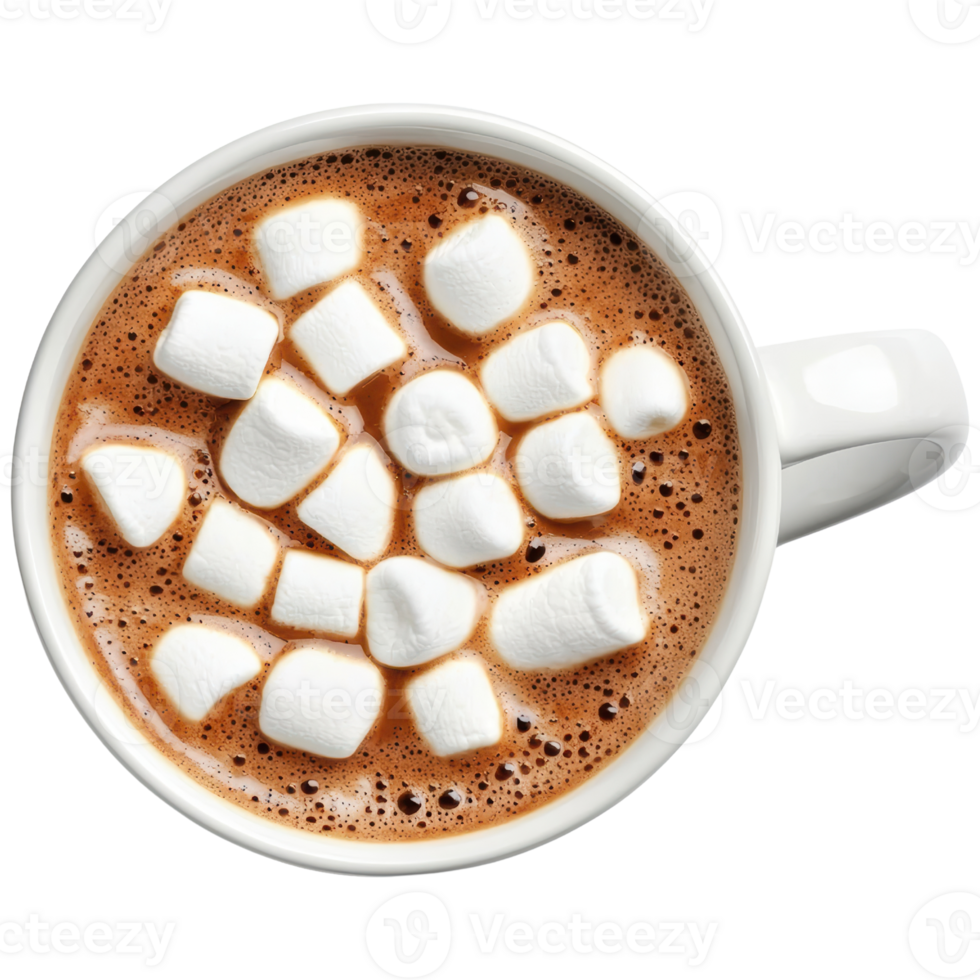Indulgent Hot Chocolate Topped with Fluffy Marshmallows in a Cozy Mug Perfect for Cold Days png