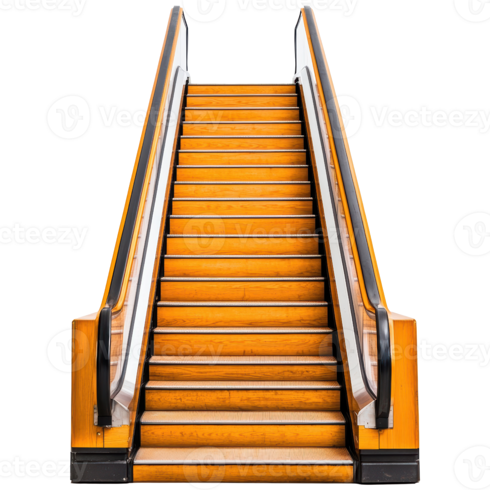 Stunning Perspective of an Elegant Wooden Staircase Leading Upwards in a Modern Setting png